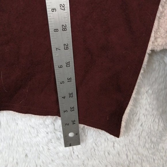 LuLaRoe Womens Vest Maroon Faux Suede Pink Shearling Open Front Pockets L New - Picture 4 of 9